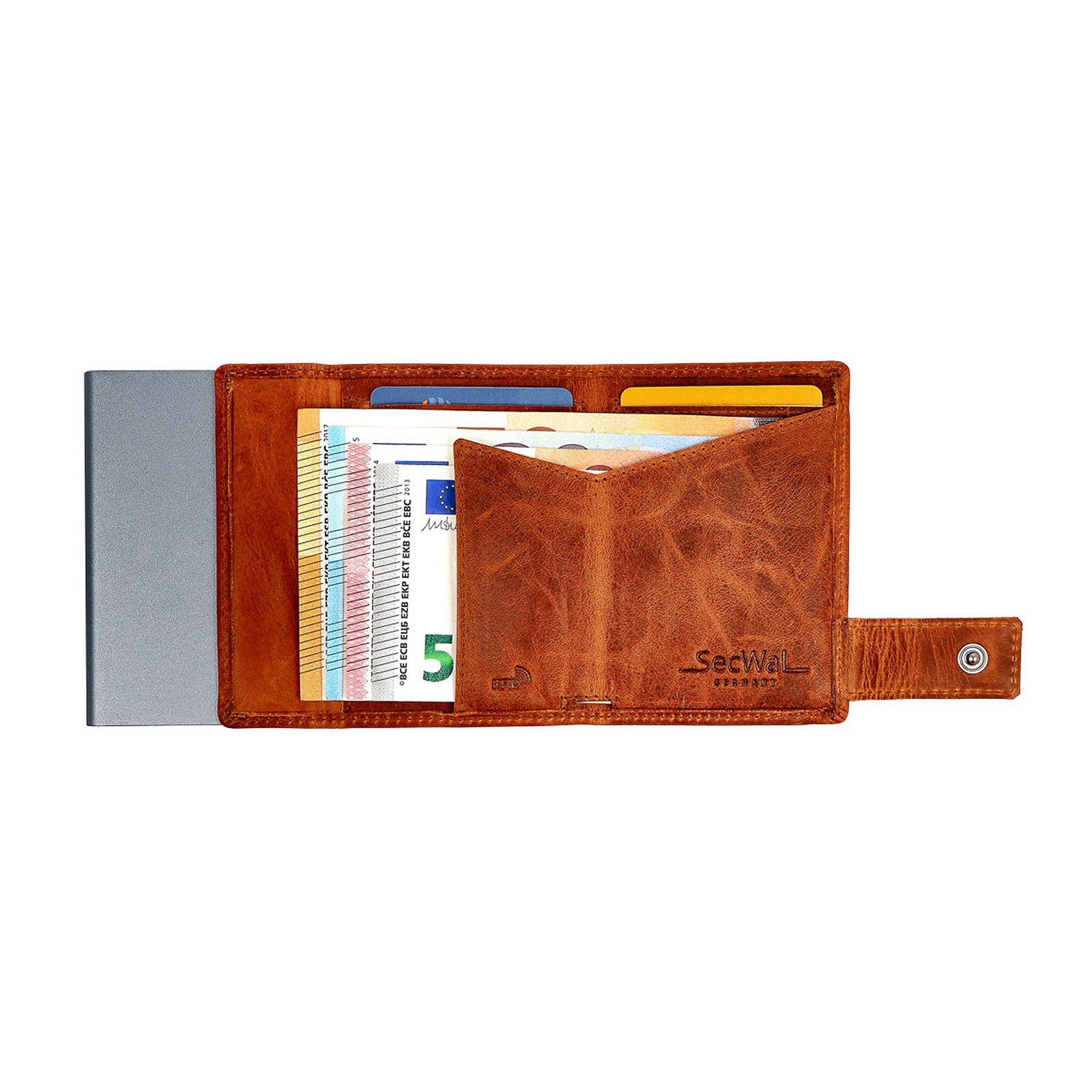 Kartenetui Geldbörse Schutz Portemonnaie Geldbörse mit RFID SecWal RFID SW1XL, Dallas Münzfach Leder