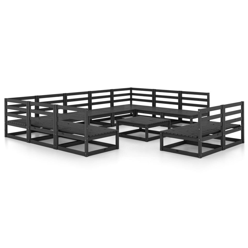 vidaXL Gartenlounge-Set 12-tlg. Garten-Lounge-Set Massivholz Kiefer, (1-tlg)