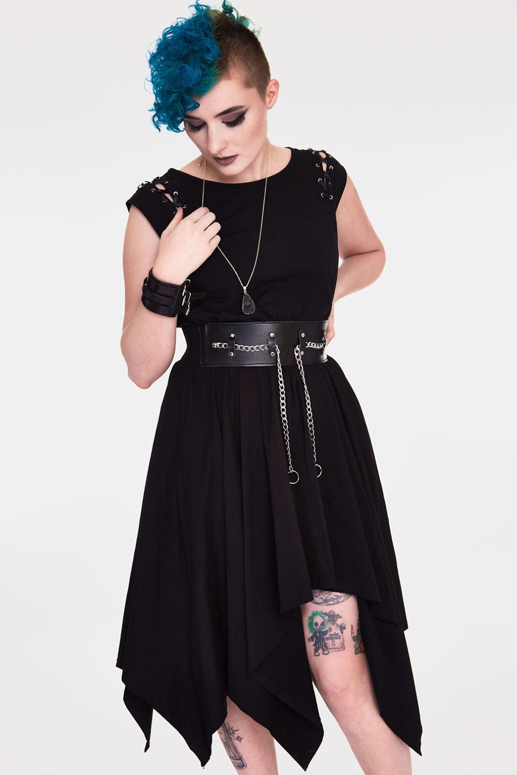 Jawbreaker Midikleid Vampire Midi Dress Gothbottom Zipfelsaum