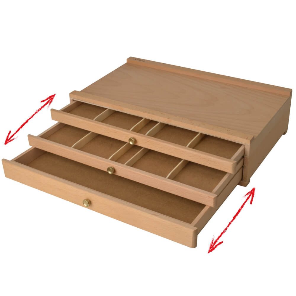 Artina Aufbewahrungsbox Malkoffer leer Troyes mit 3 Schubladen (BxTxH), 41x26x11cm, Utensilienkoffer Holzkoffer aus Buchenholz - Malkoffer – Bild 5 von 5