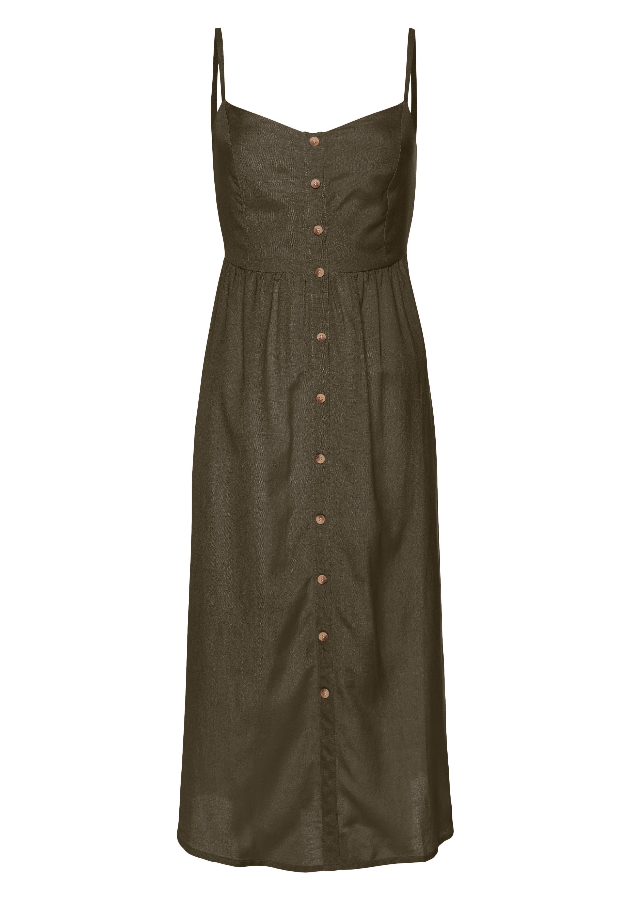 LASCANA Sommerkleid aus Leinenmix mit Baumwolle elegantes Midikleid, Strandkleid, Spaghettikleid, Leinenkleid – Bild 2 von 5
