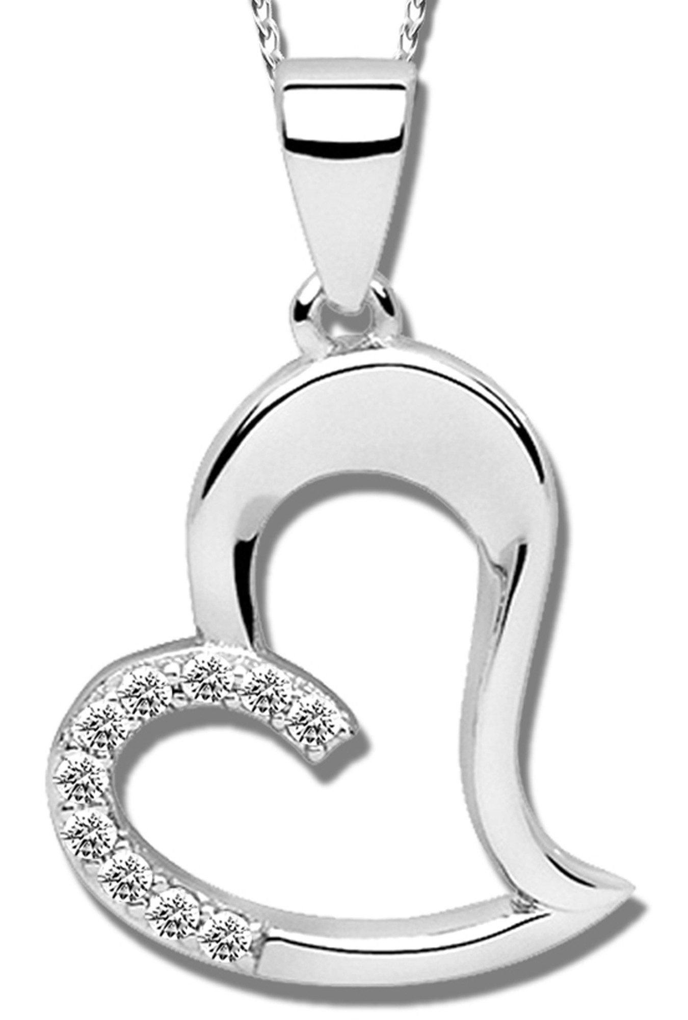 Herzkette echt 925 Sterling Silber Kette mit Herz Anhänger