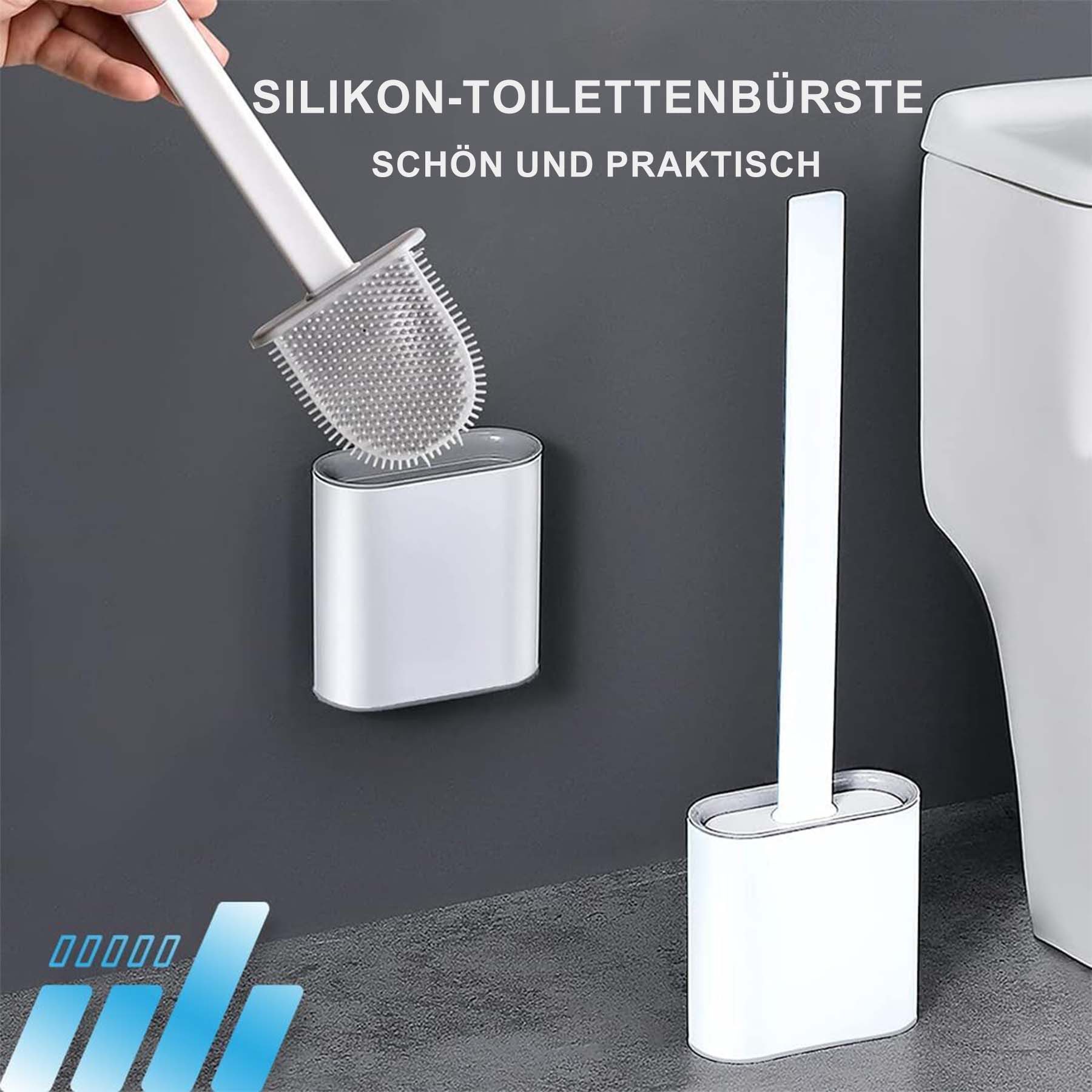 Mutig WC-Reinigungsbürste WC Bürste mit Halter Silikon Toilettenbürste Langer Stiel klobürste, (Klobürste, Tiefenreiniger Silikon-Toilettenbürste, mit Rutschfestem Langem Kunststoffgriff und Flexiblen Borsten), für Badezimmer oder Gäste-WC Wandmontage & Stehen