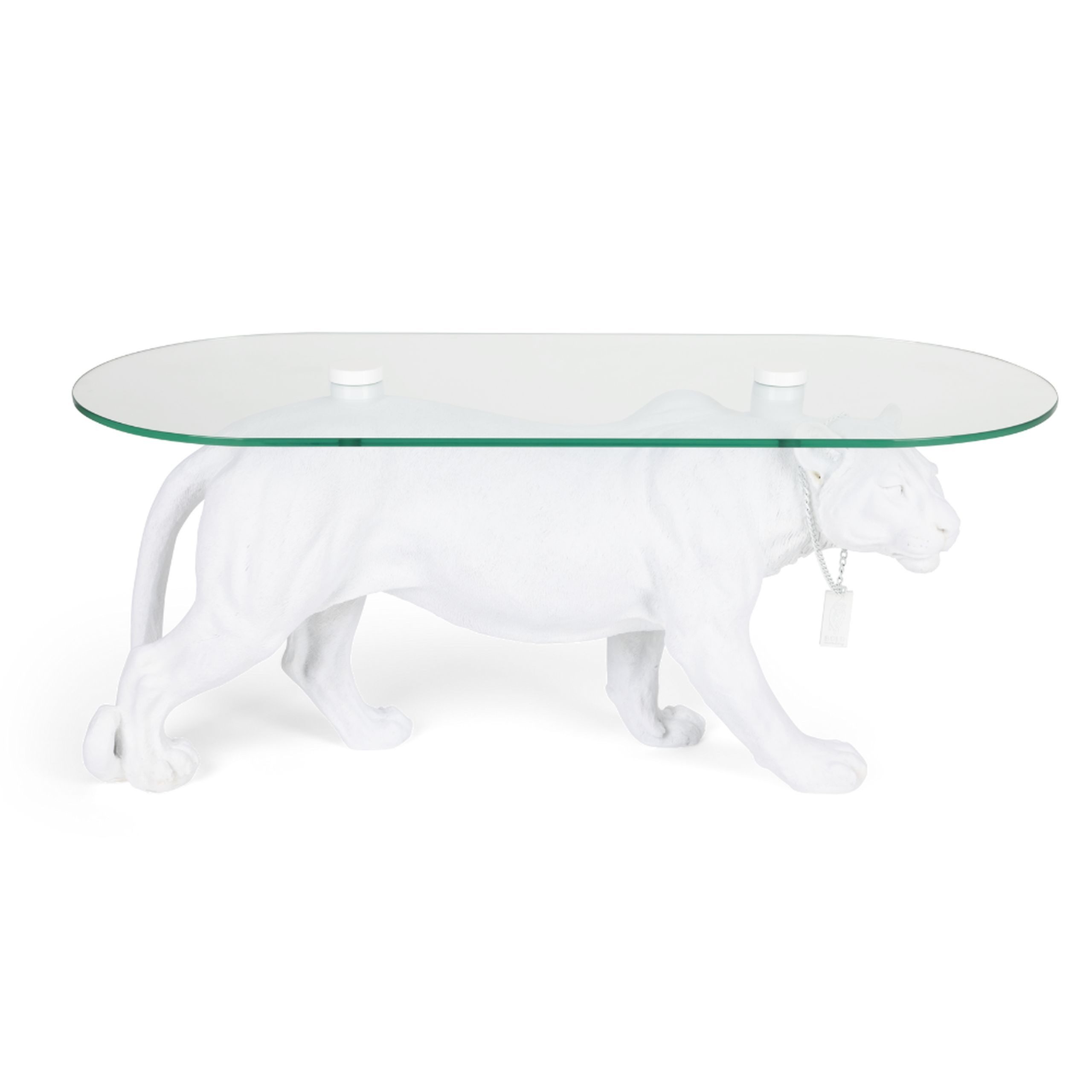 Bold Monkey Beistelltisch Retro Beistelltisch Couchtisch Dope As Hell Panther Rauchglasplatte