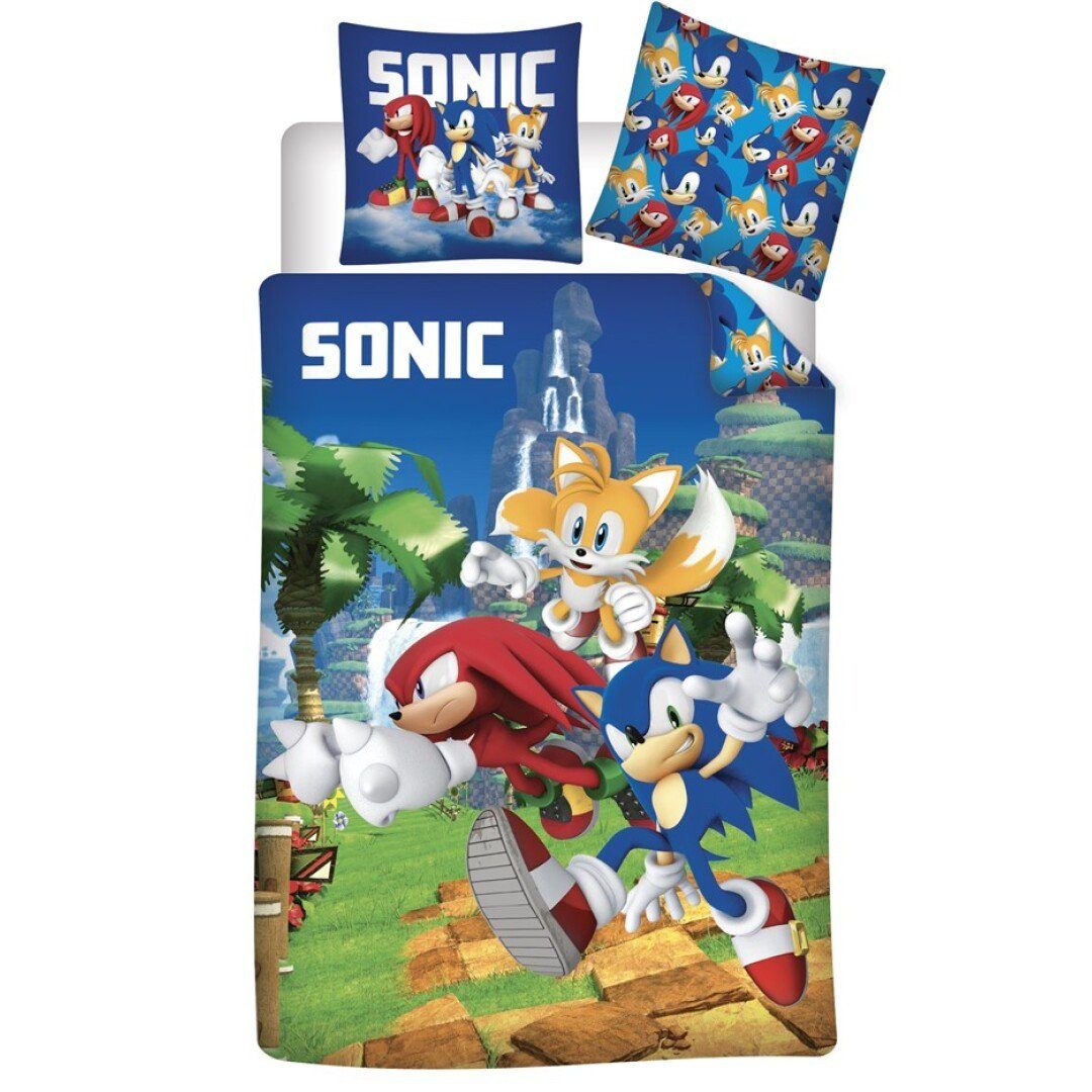 Bettwäsche Sonic the Hedgehog Kinder Постільна білизна Set, Sonic The Hedgehog, Mikrofaser, 2 teilig, Bettdeckenbezug 140x200 cm Kissenbezug 63x63 cm