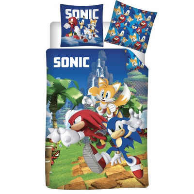 Bettwäsche Sonic the Hedgehog Kinder Bettwäsche Set, Sonic The Hedgehog, Mikrofaser, 2 teilig, Bettdeckenbezug 140x200 cm Kissenbezug 63x63 cm
