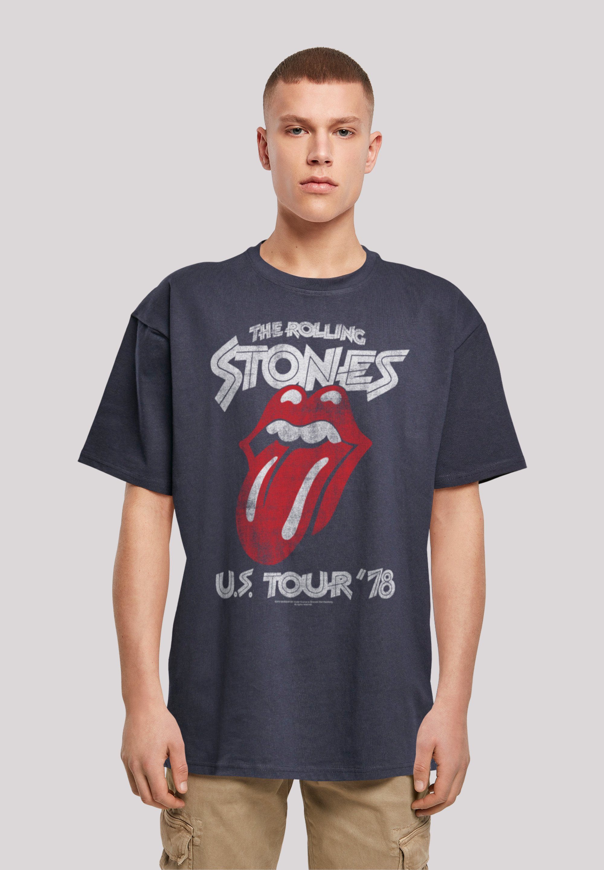 Tour '78 Rolling Print Front Band Stones F4NT4STIC US The T-Shirt Rock navy