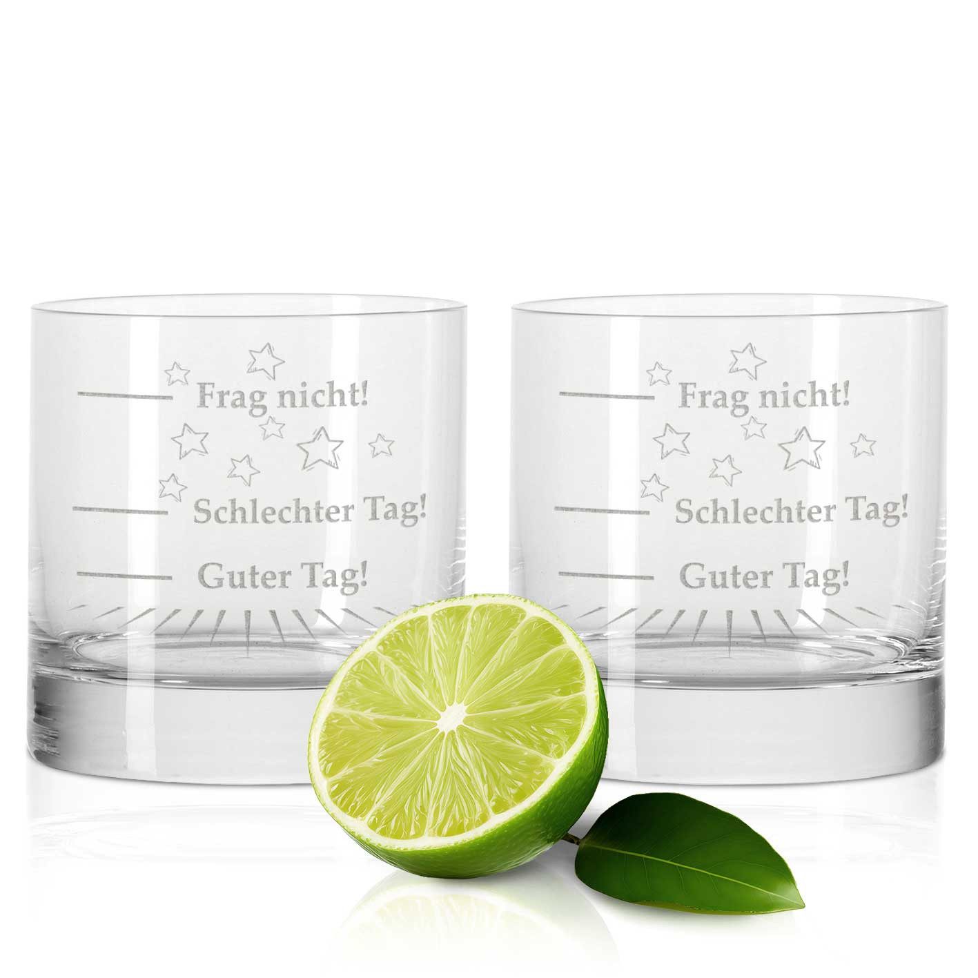 GRAVURZEILE Cocktailglas 2er Set GIN-Gläser Guter Tag, Schlechter Tag, Frag nicht!, Glas