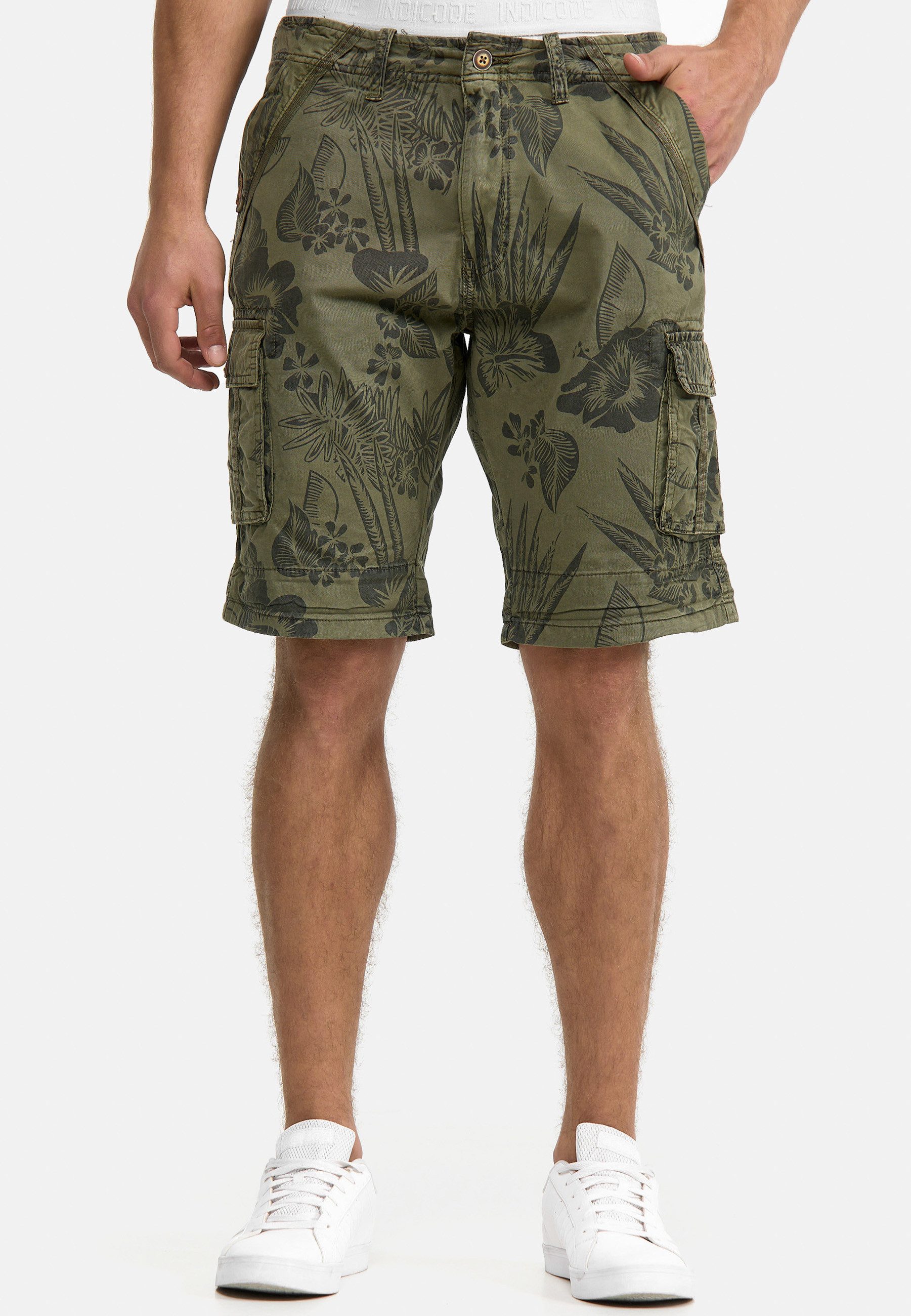 Indicode Cargoshorts Herren Albert Cargo Shorts Herrenshorts Hawaiishorts mit 6 Taschen, 100% Baumwolle