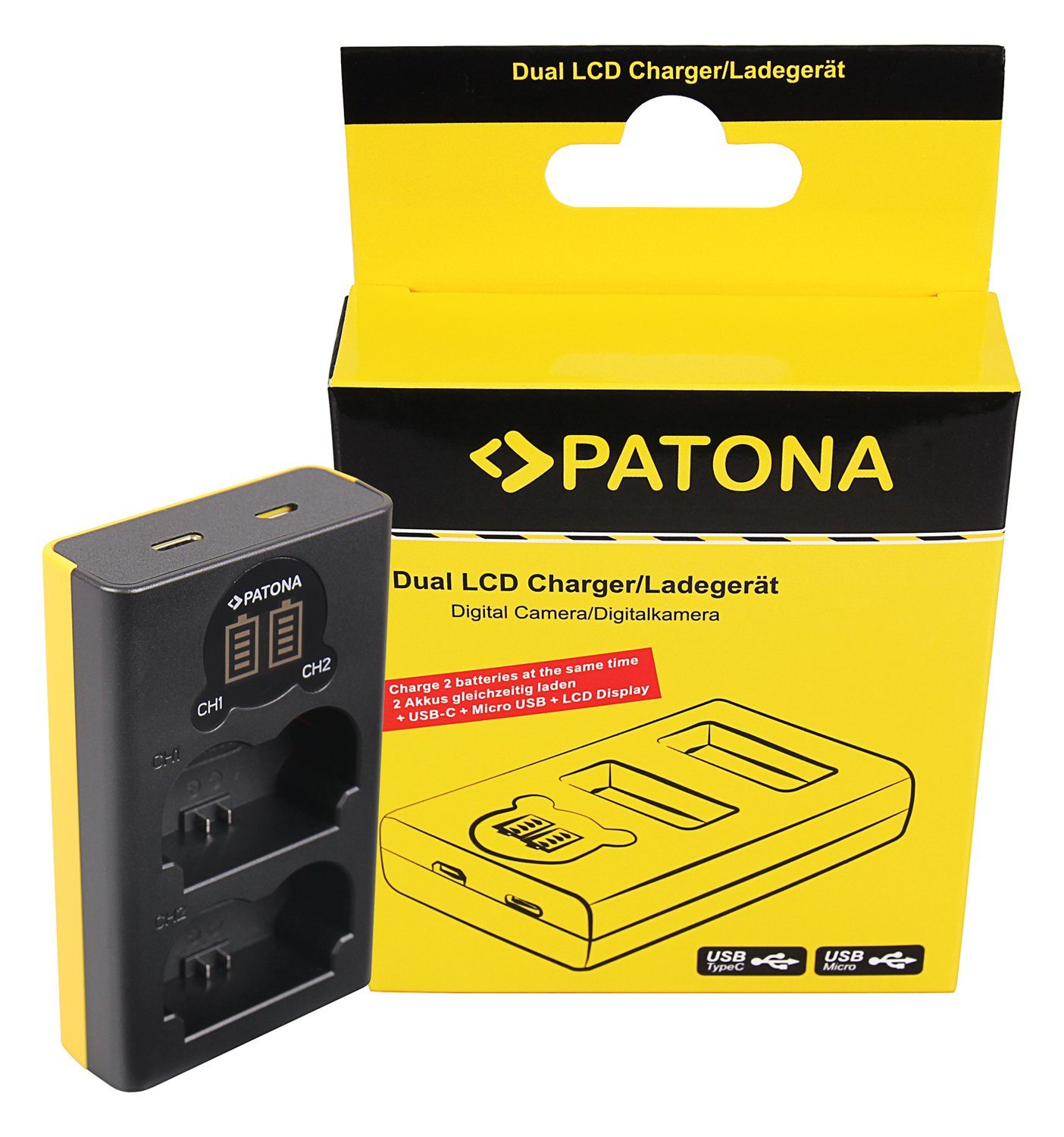 Patona 1 Akku + Kamera-Akku 2250 Dual mit USB-C Anschluss X-T4 Ladegerät mAh, Fujifilm USB-C Ladegerät XT4 NP-W235 für die