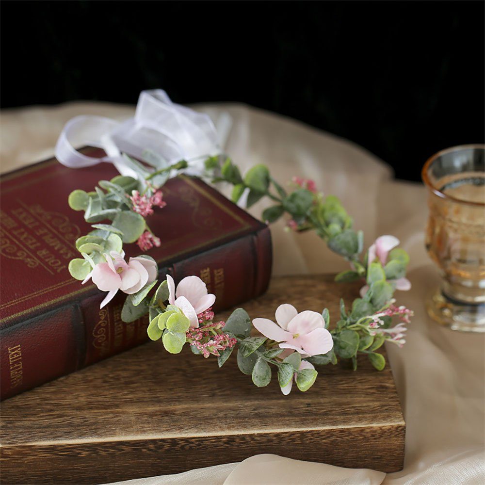 Haare Hochzeit Schleierkraut Rosa Getrocknete Eukalyptus Blumenkranz CTGtree Diadem