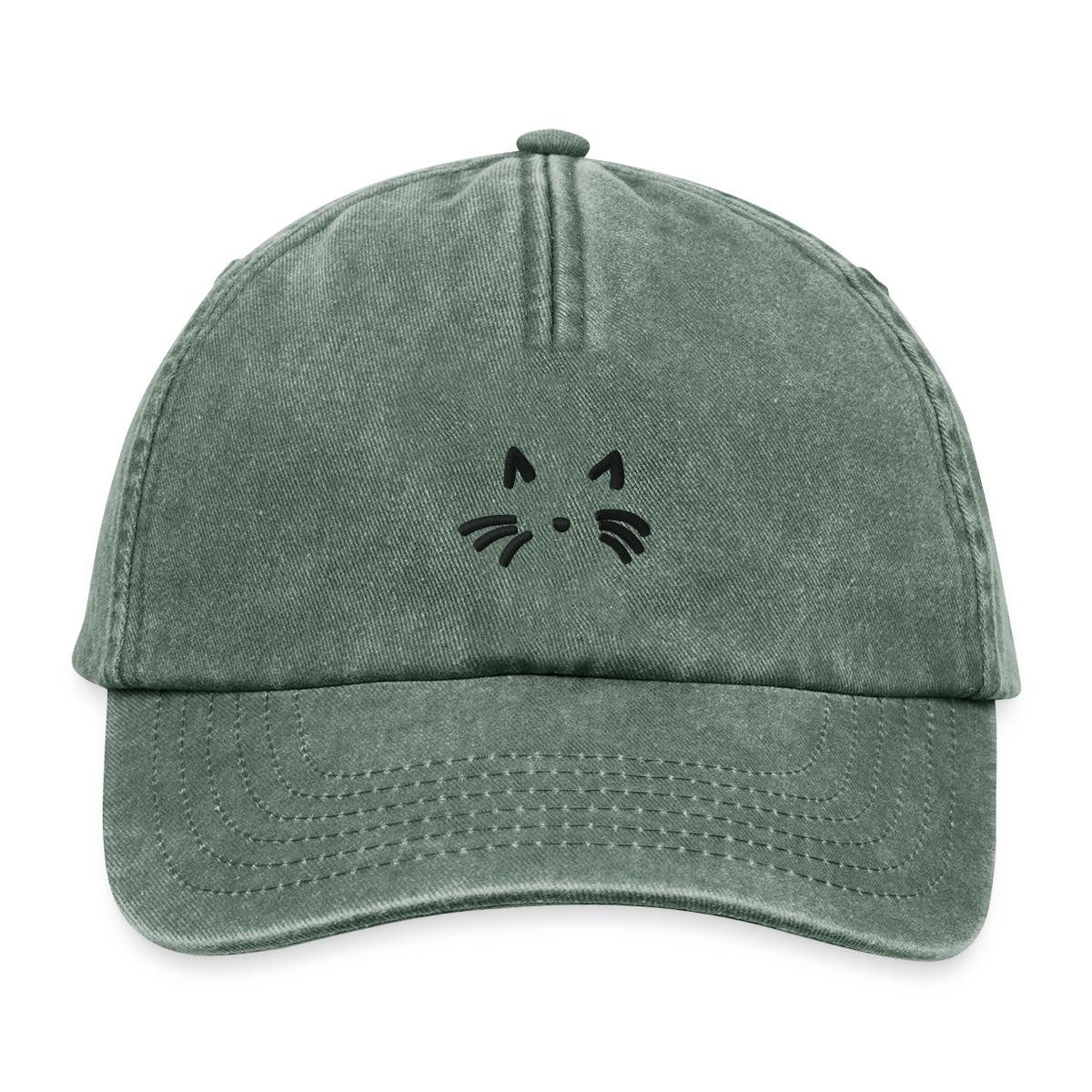 Spreadshirt Baseball Cap Katzen Gesicht Vintage Cap (1-St)
