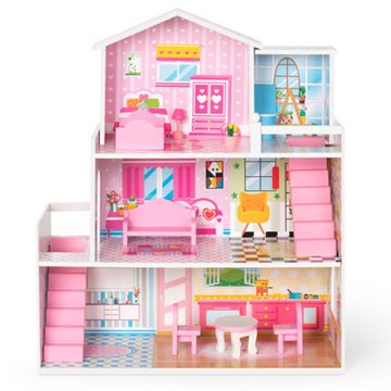 Dekorative Puppenhaus Puppenhaus-Spielset aus Holz mit Möbeln und Zubehör, Geburtstag, (1-tlg), Die Weihnachtsgeschenke für Mädchen
