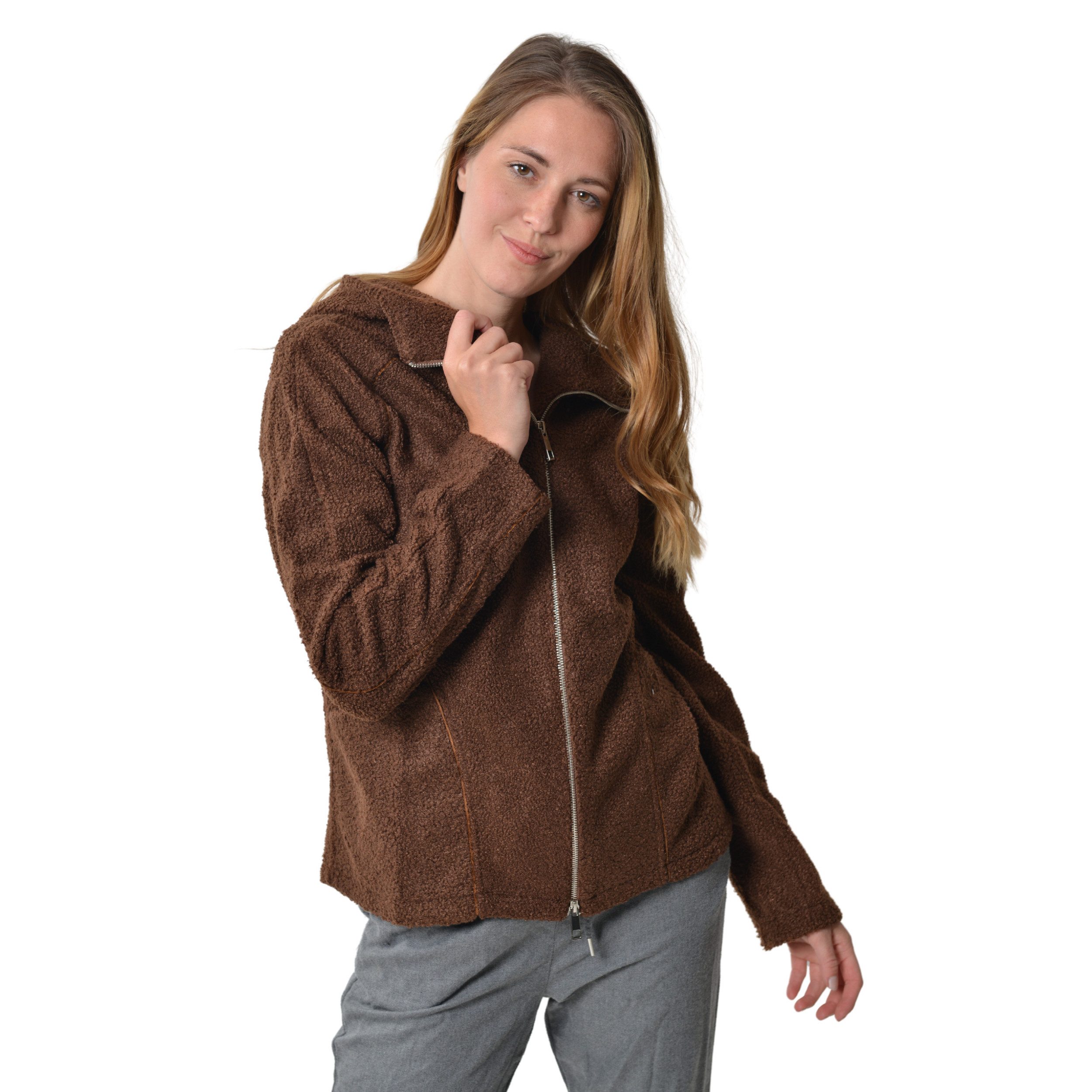 M-Diamant Sweatjacke Unisex Teddy Fleecejacke mit Kapuze Winterjacke Übergangsjacke kuschelig durch weiches Teddy-Fleece – Bild 4 von 5