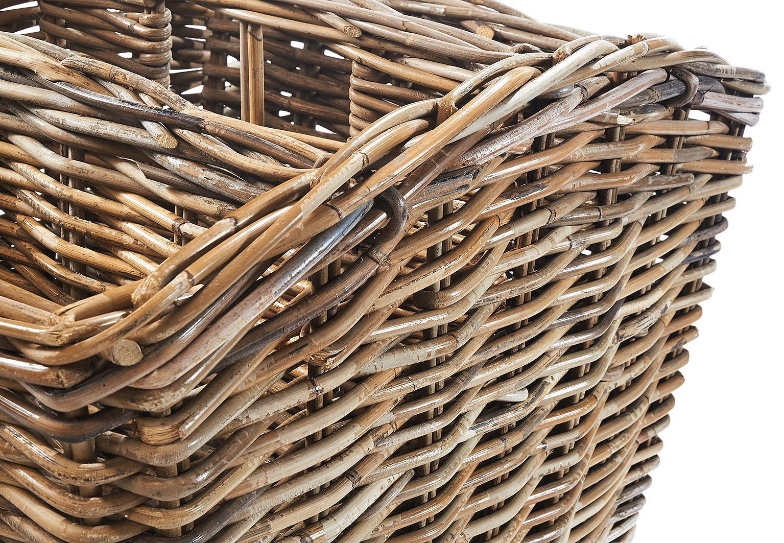Kobolo Zeitungsständer Magazinsammler aus Rattan 4 Fächer kubu grey - Zeitungskorb Aufbewahru (Stück, 1 St), Rattan