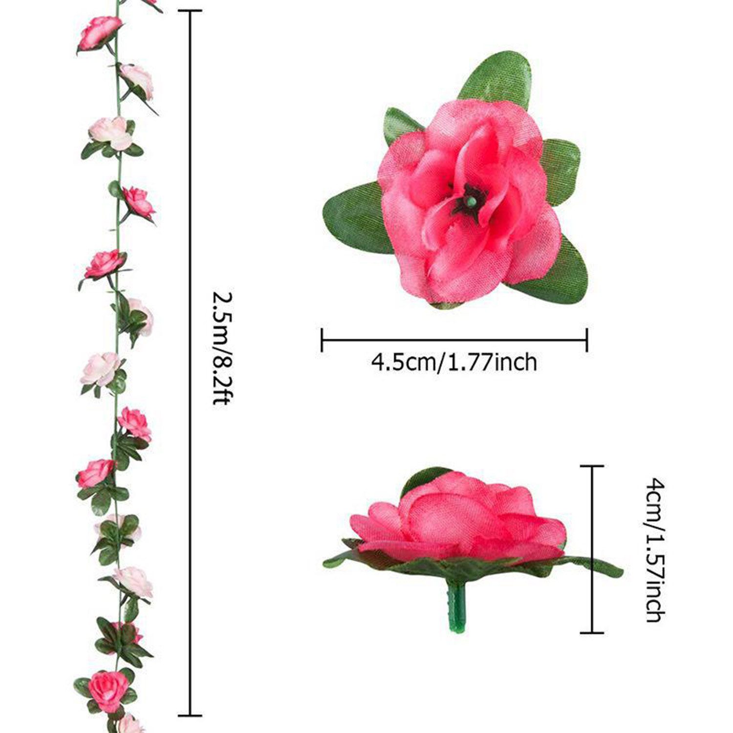Kunstranke Künstliche Girlande, 2.5M Rosen Blumengirlande günstig online kaufen