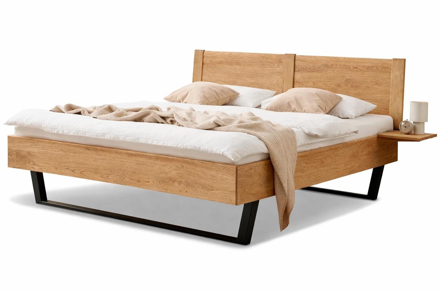 BedBox Massivholzbett Premium 605, Wildeiche Massivholzbett mit warmer Maserung und massivem Rahmen