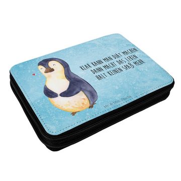 Mr. & Mrs. Panda Federmäppchen Pinguin Diät - Eisblau - Geschenk, Federmäppchen, Abnehmen, glücklich, (1-tlg), Inspirierende Motive