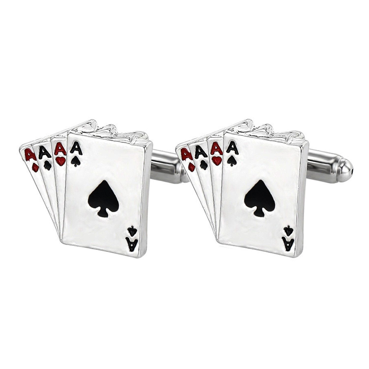 KARMA Manschettenknöpfe Poker Karten Silber modern Anzug Accessoires (1-Paar), für Business, Hochzeit & Festliche Anlässe Hemdmanschettenknöpfe