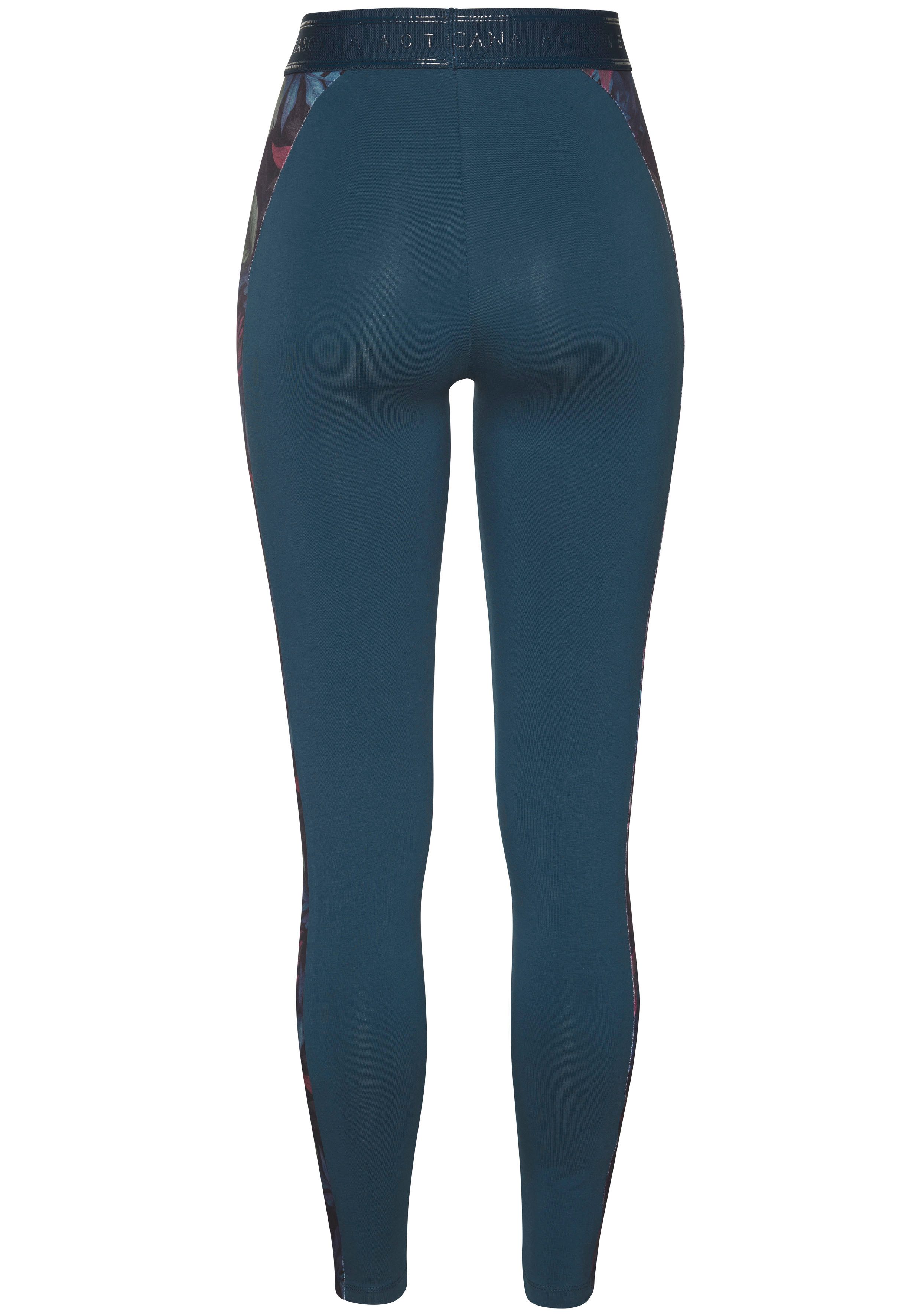 LASCANA ACTIVE Leggings mit seitlichen floralen Einsätzen