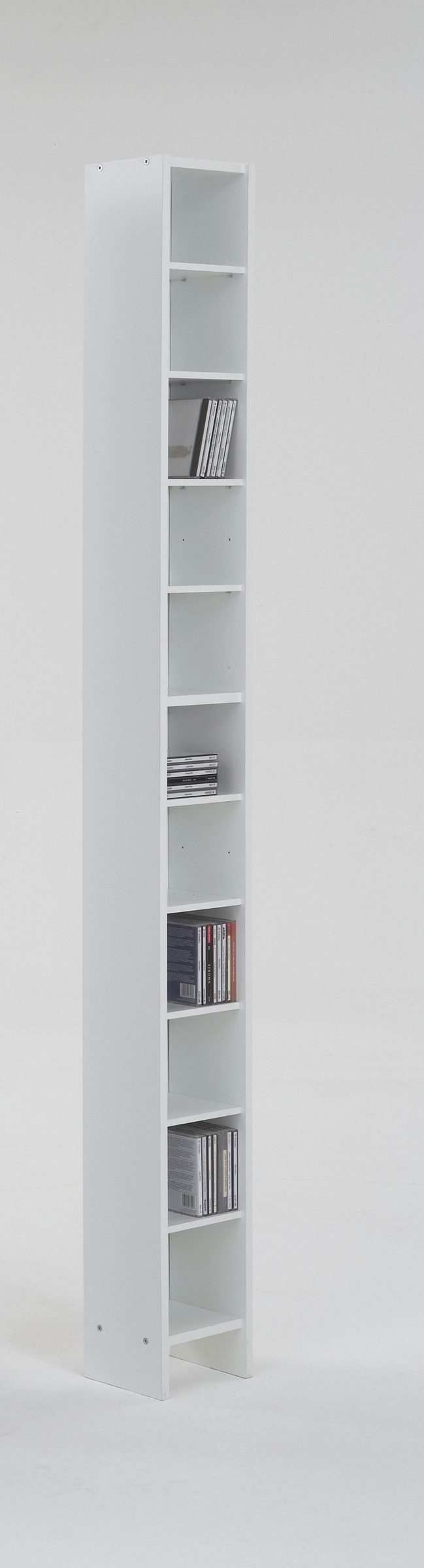 PREISBRECHER CD-Regal HALLO 2, in weiß - 18,9x185x16,2cm (BxHxT)