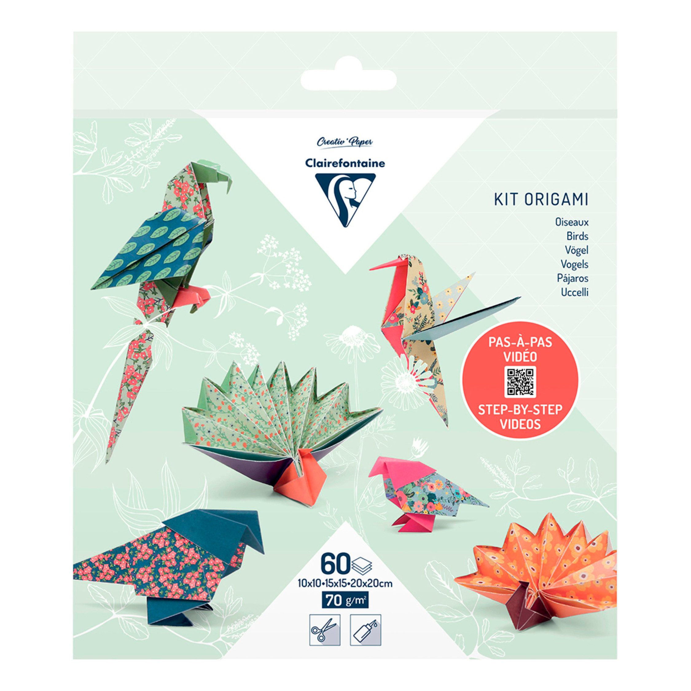 CLAIREFONTAINE Kraftpapier Vögel, 70 g/m2, 60 Blatt