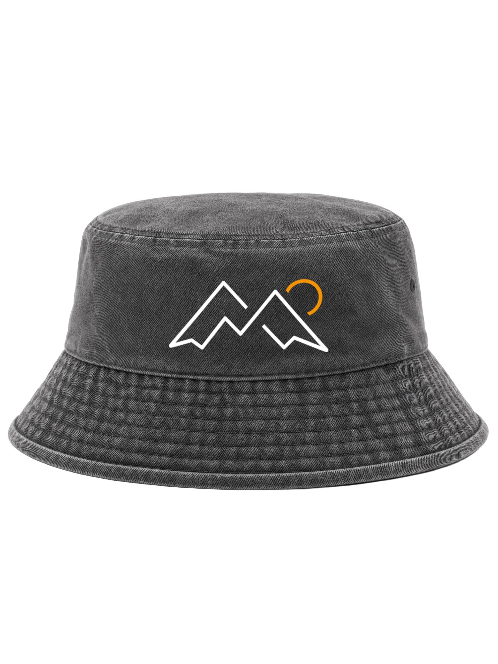 Neverless Fischerhut Anglerhut mit Print Mountain Lineart Bucket Hat Baumwolle Neverless®