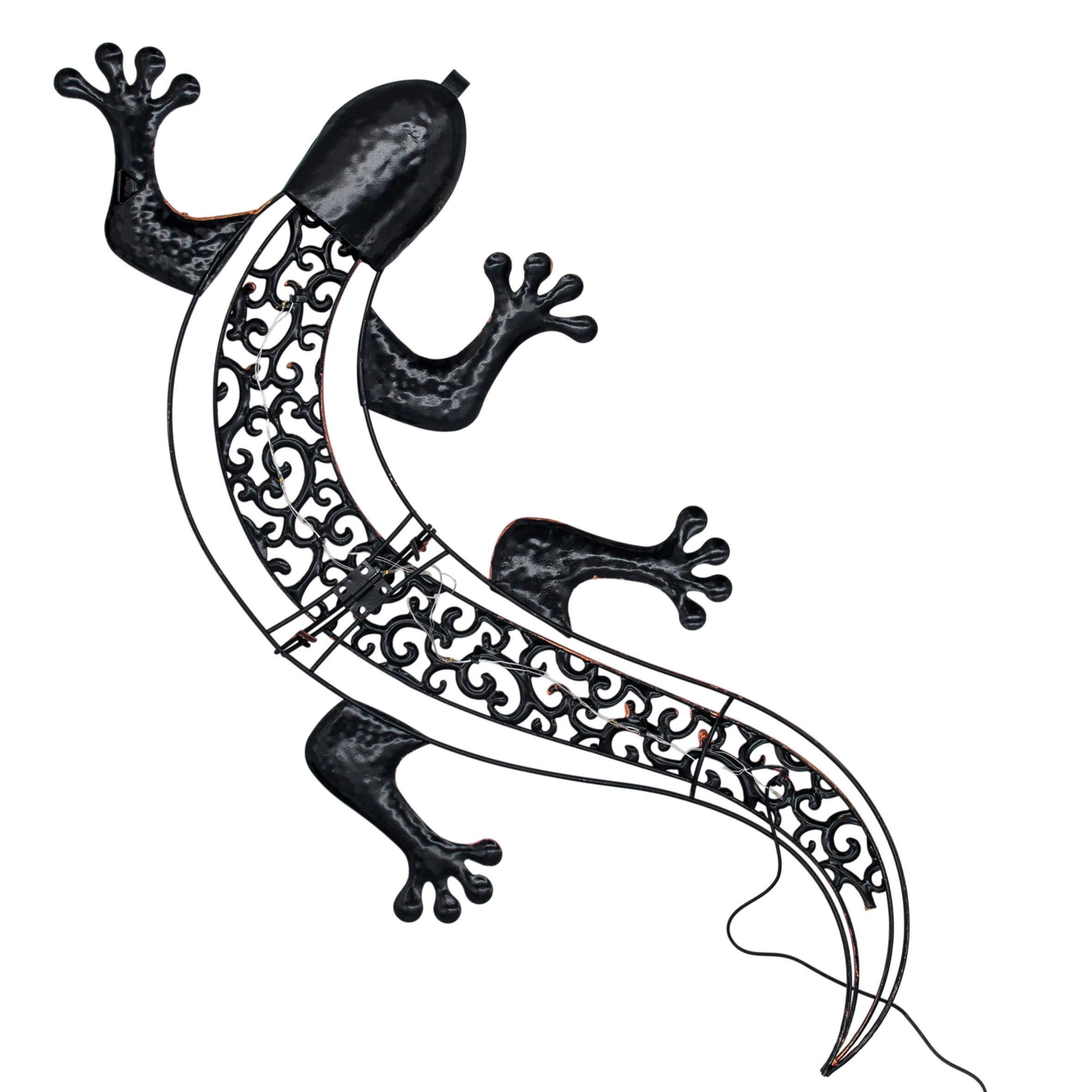 Spetebo LED-Dekofigur Solar Metall Wandbild Gecko in bronze mit 10 LED - 69 x 36 cm (Anzahl, 1 St., Stück), mit Dämmerungssensor – Bild 5 von 5