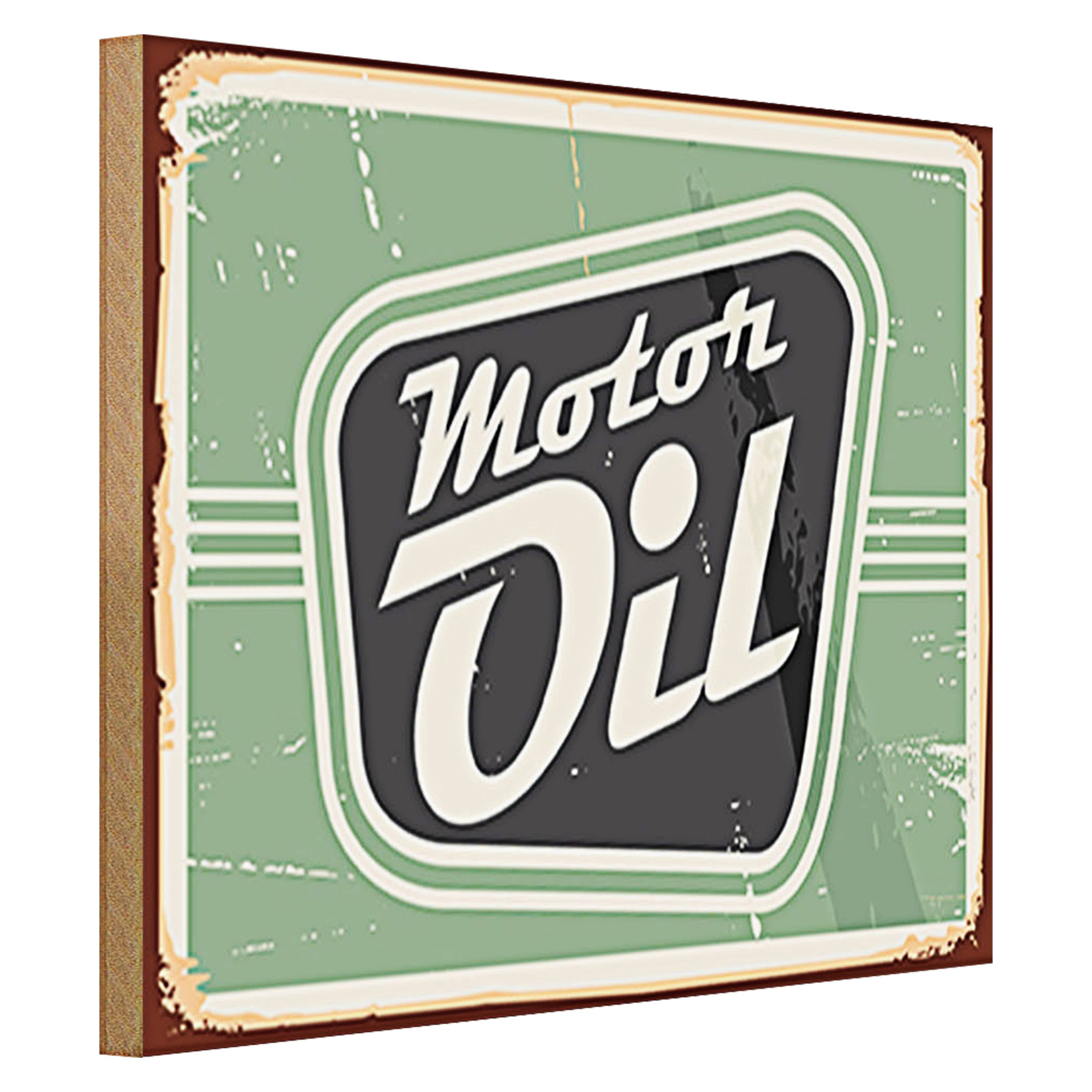 Roomando Holzbild Retro 40x30cm Motor oil Motoröl Auto