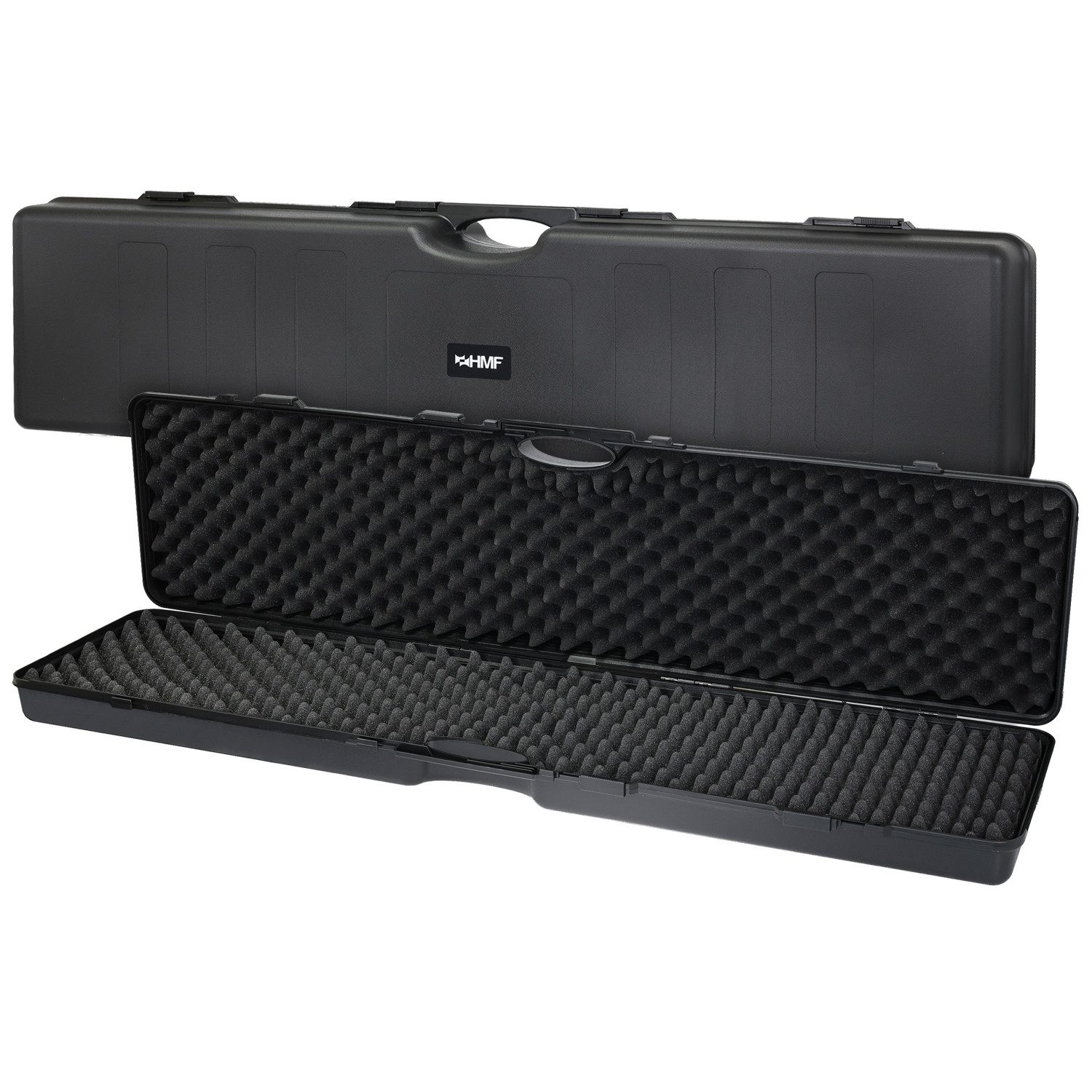 HMF Werkzeugkoffer Transportkoffer TPK200 für Jagd oder Angelequipment, technische Geräte, Universalkoffer mit Noppenschaumstoff, 139 x 34,5 x 13 cm, Schwarz