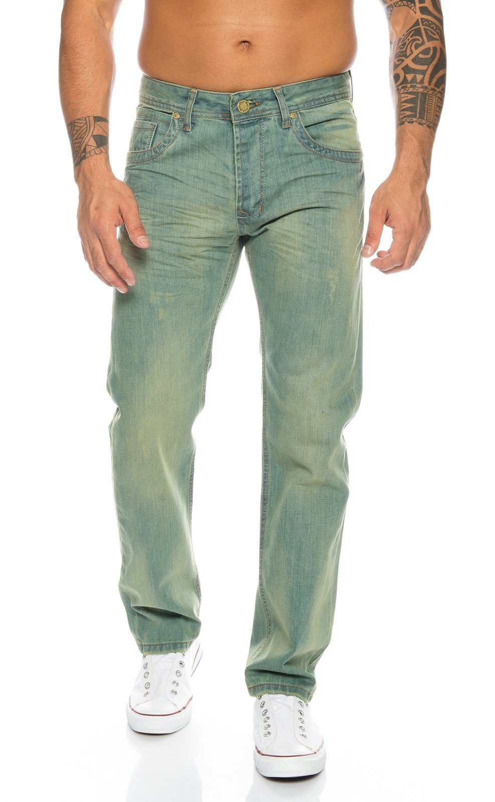 Rock Creek Straight-Jeans Herren Jeans Stonewashed günstig online kaufen