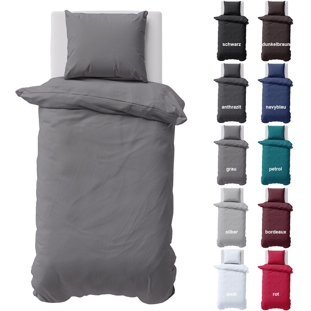 Visaggio Bettwäsche Baumwolle Uni Bettbezug Set günstig online kaufen