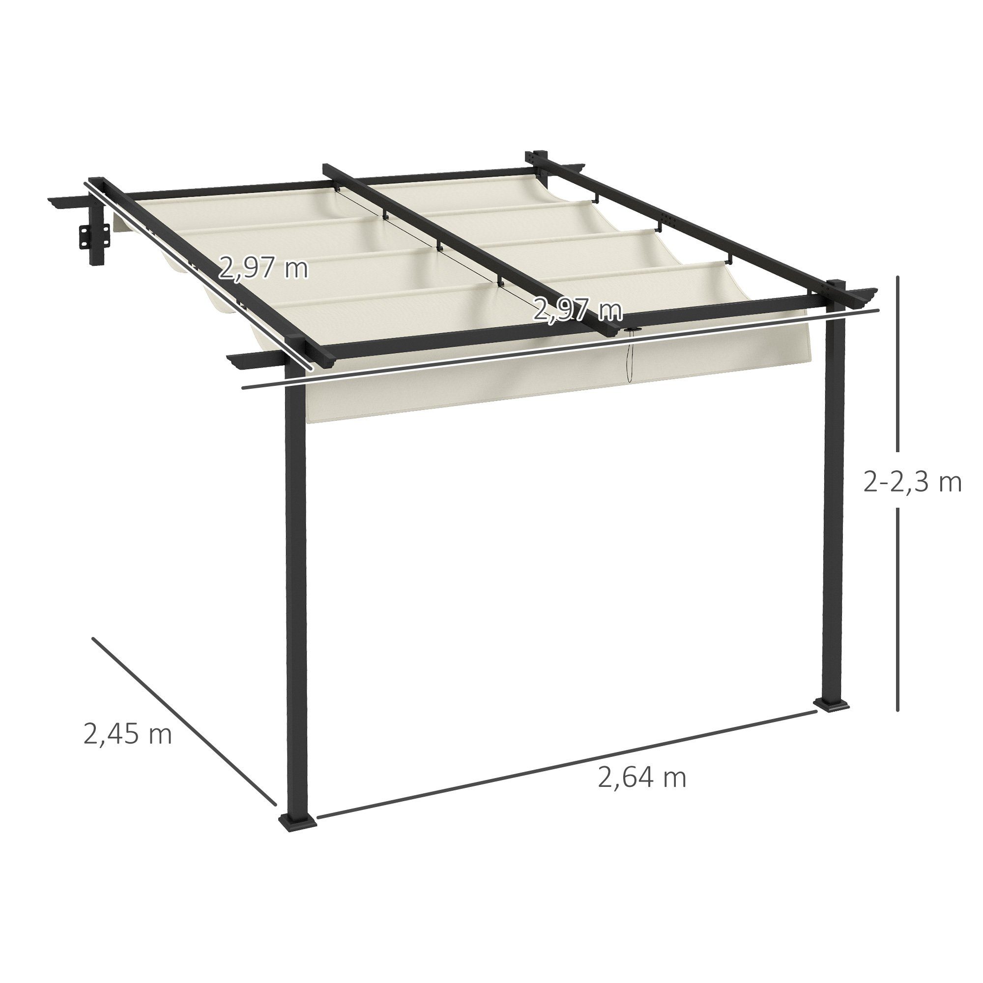 Outsunny Pergola Winddichte Terassenüberdachung, BxTxH: 297x297x230 cm, (Pavillon, 1-tlg., Terrassendach), für Garten, Terrasse, Creme