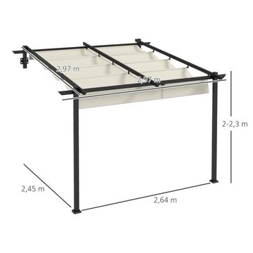 Outsunny Pergola ca. 3 x 3 m Pavillon Winddichte Terassenüberdachung, BxTxH: 297x297x230 cm, (Pavillon, 1-tlg., Terrassendach), für Garten, Terrasse, Creme