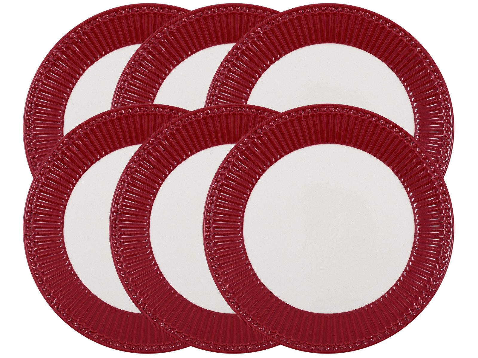 Greengate Тарелки-Set Alice Frühstücksteller claret red 23 cm Set6, Steinzeug