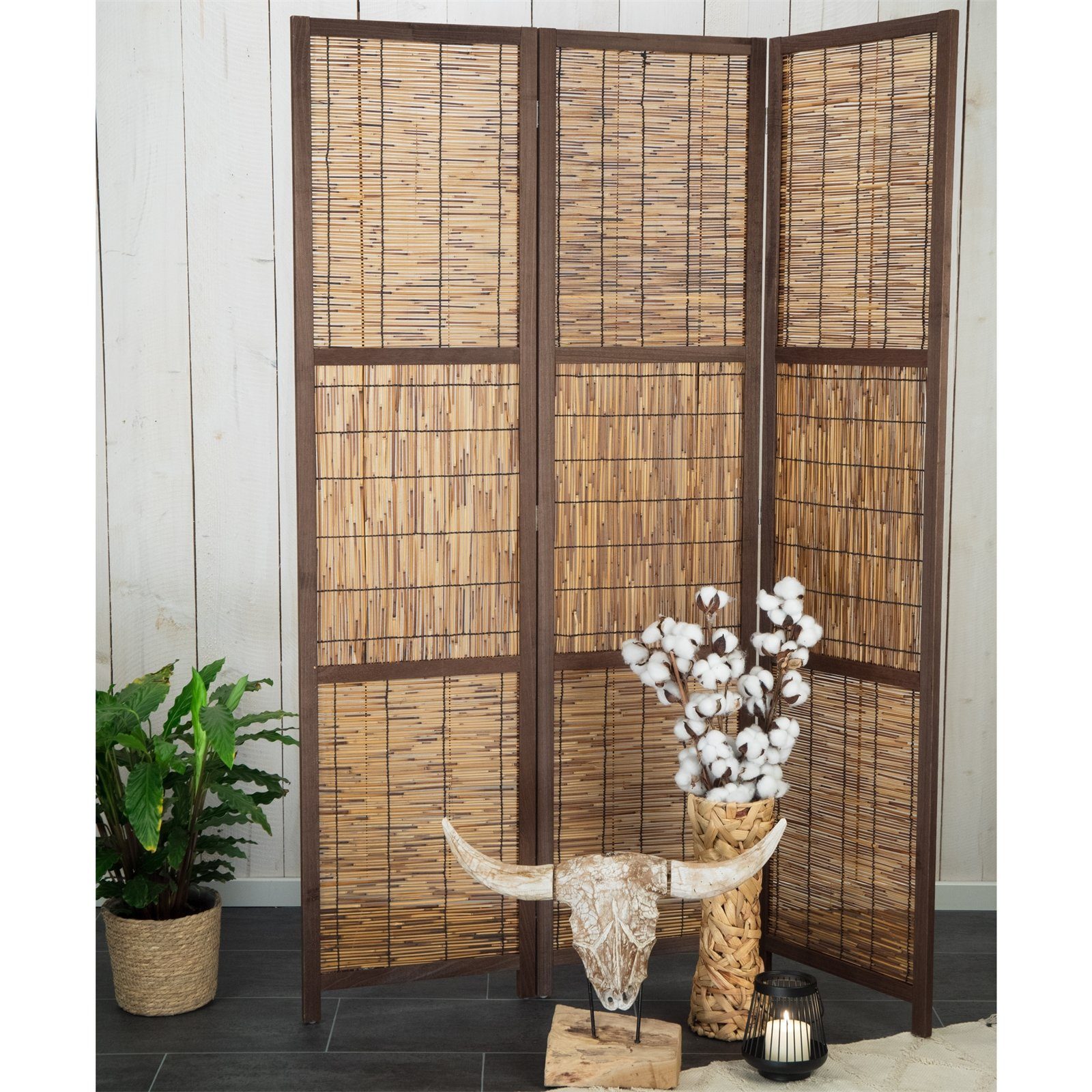 CREEDWOOD Paravent RAUMTEILER "CALA", Schilfrohr, 170x120 cm, Natur Paravent