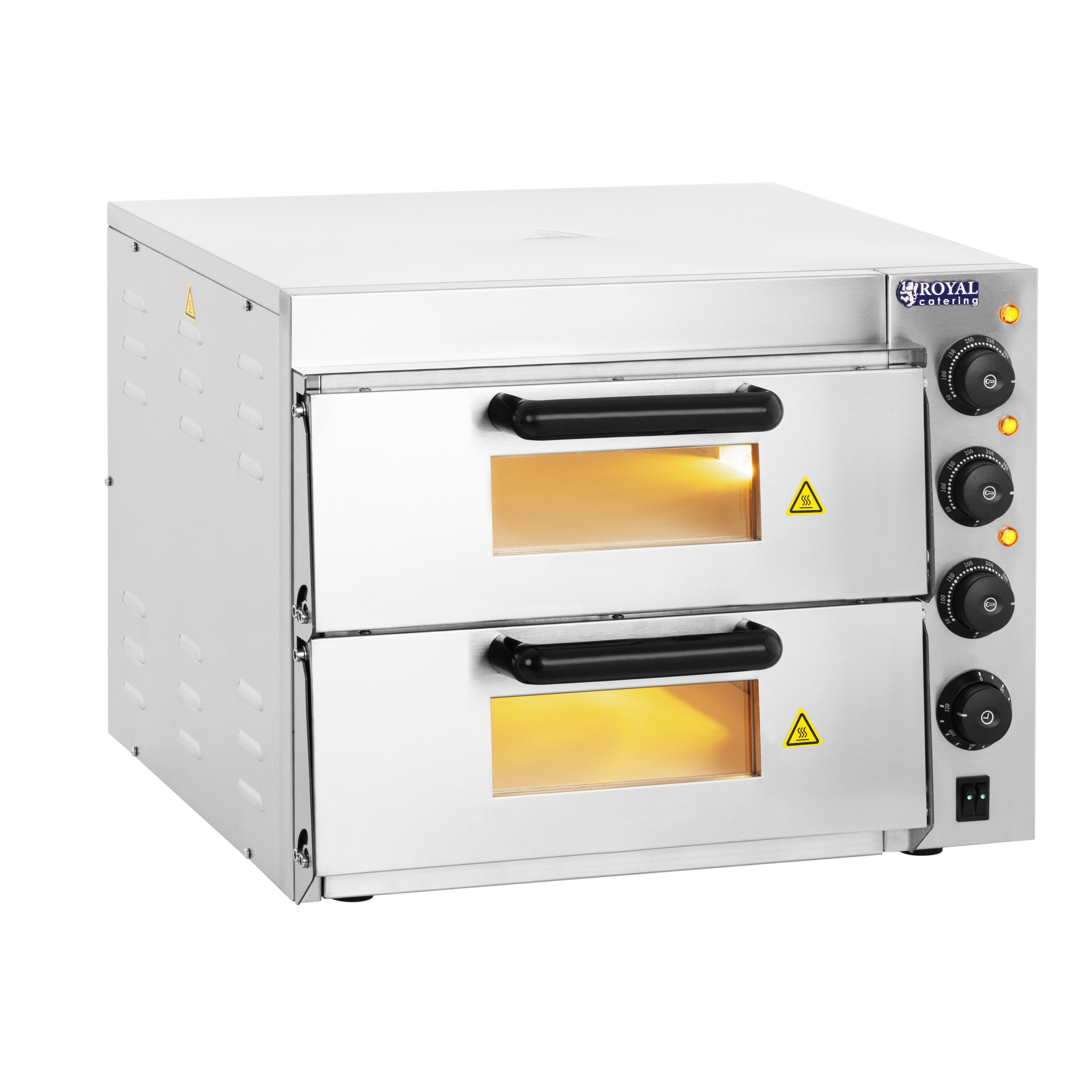 Royal Catering Pizzaofen Pizzabackofen 2 Kammern Ø 40 cm Pizzabäcker Timer 120 min Schamotte