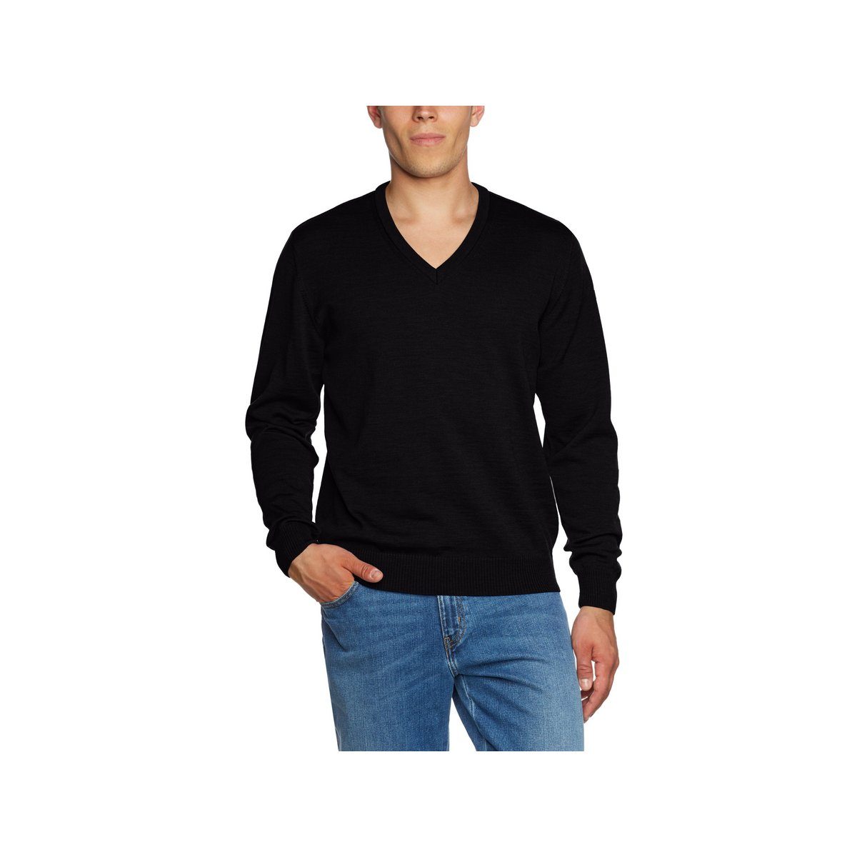 V-Ausschnitt-Pullover schwarz MAERZ fit (1-tlg) Muenchen regular Black