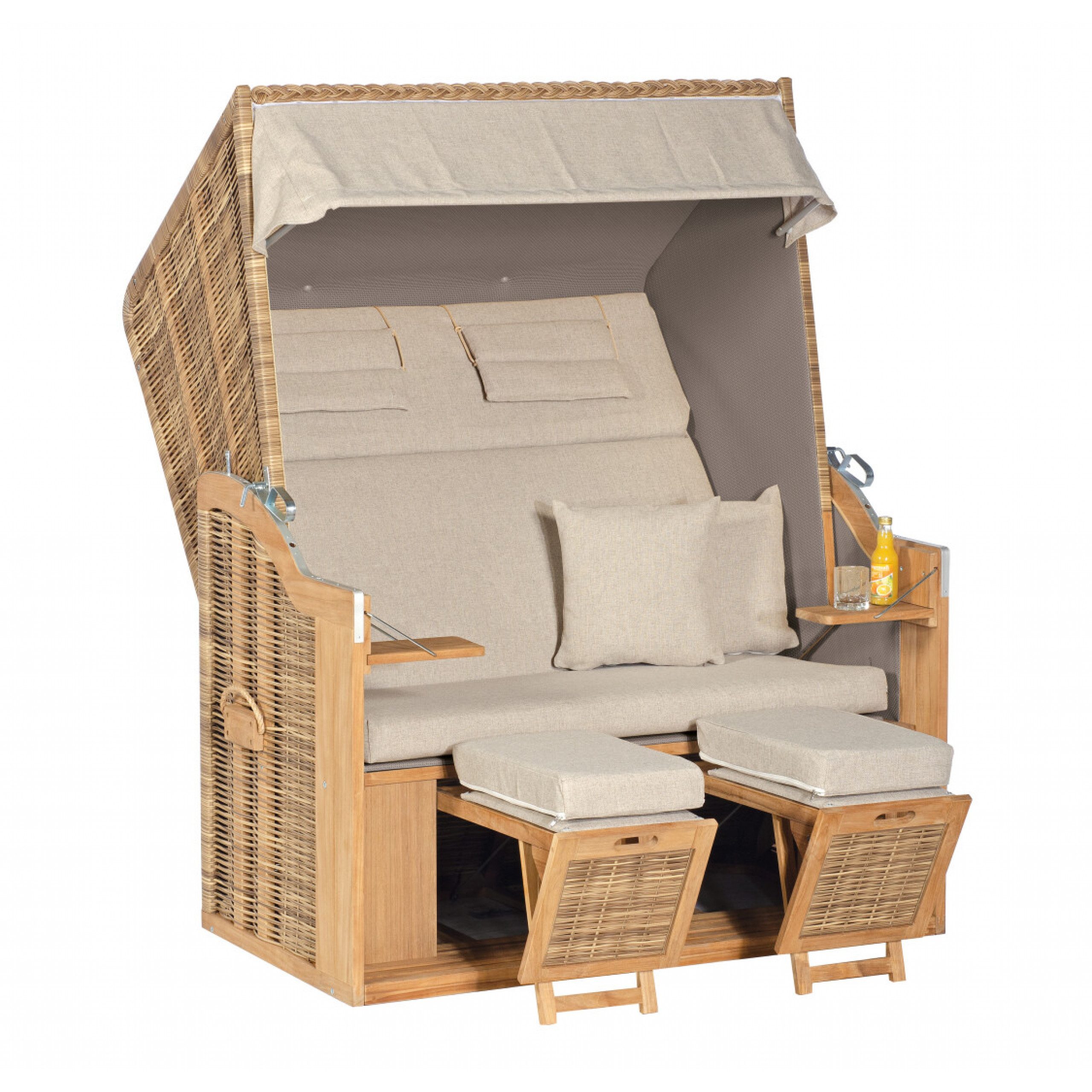 Strandkorb Sonnenpartner Rustikal 34 Z Teak XL 2-Sitzer Strandkorb