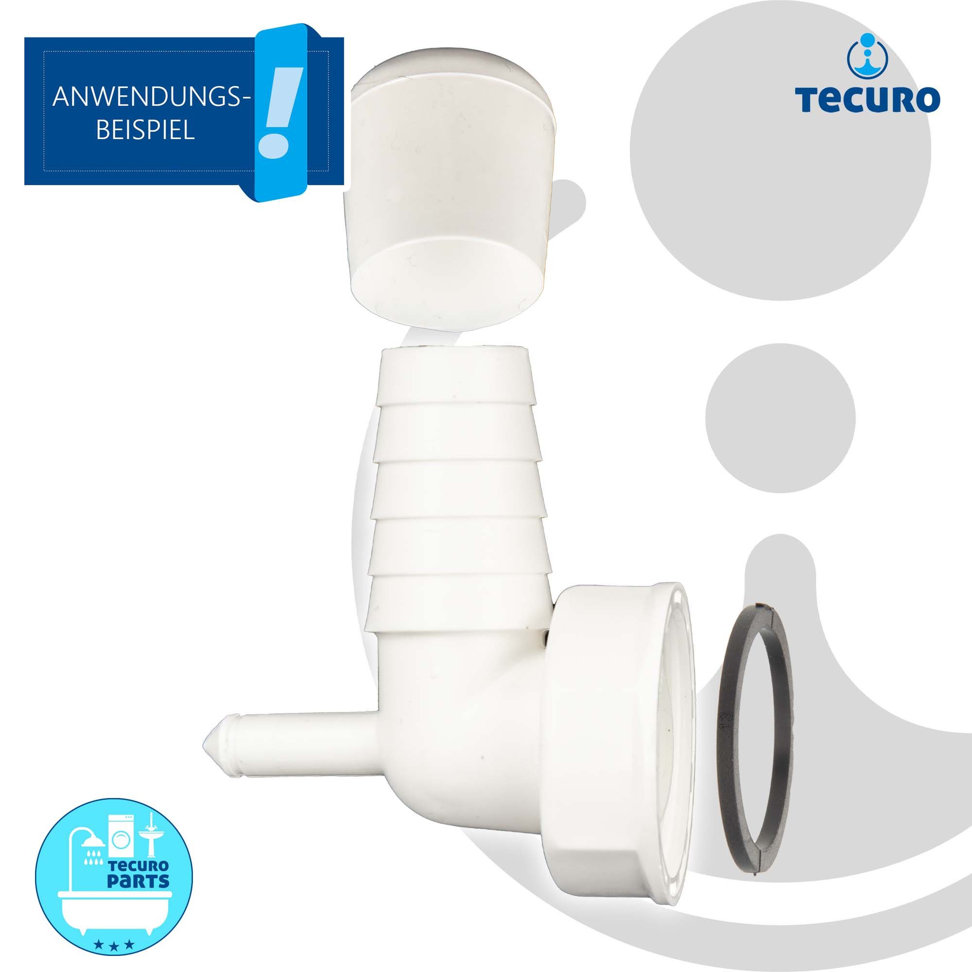 tecuro Siphon Geräteanschlusstülle 90° mit Kondensatanschluss Ø 8 mm