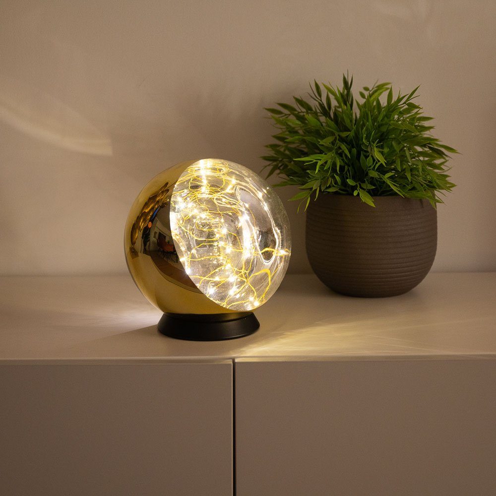 Tischleuchte LED-Dekolampe Gold Orb s.luce Warmweiß Verspiegelt,