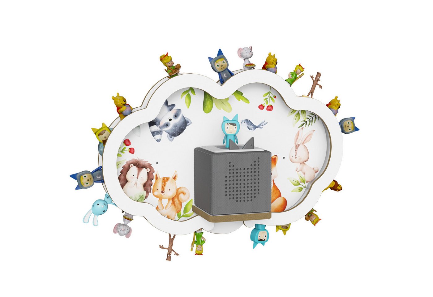 Holzura Kinderregal Tonieregal für Toniebox, Kinderregal Wolke Regal Tonie Figuren