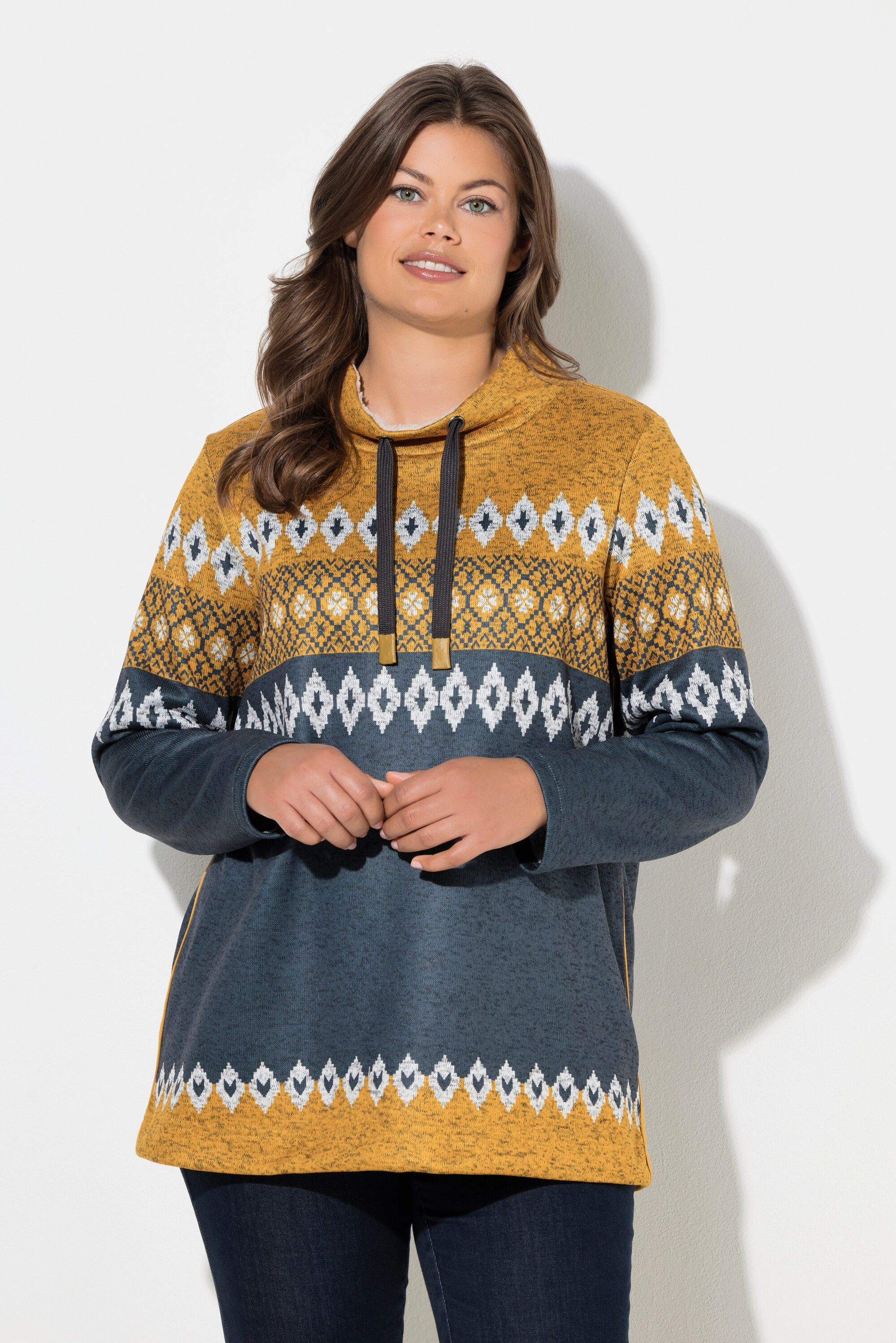 Laurasøn Sweatshirt Norweger-Strick-fleece-Pullover Stehkragen günstig online kaufen