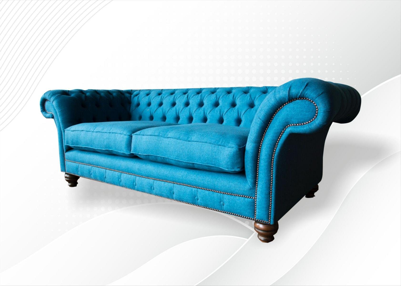 Sofas Sofa Samt Couchen Garnitur 3 JVmoebel Chesterfield-Sofa, Turkis Polster Couch Sitz Sitz