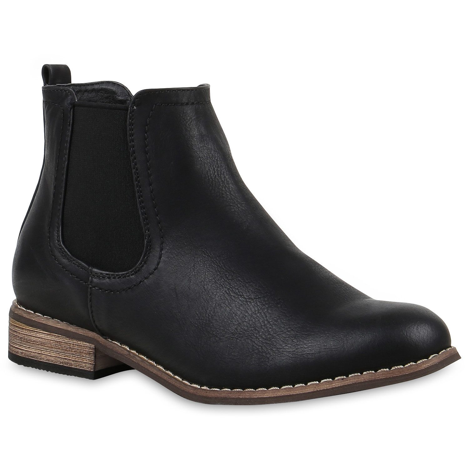 VAN HILL 811822 Chelseaboots Gefütterte Damen Chelsea Boots Leder-Optik Stiefeletten
