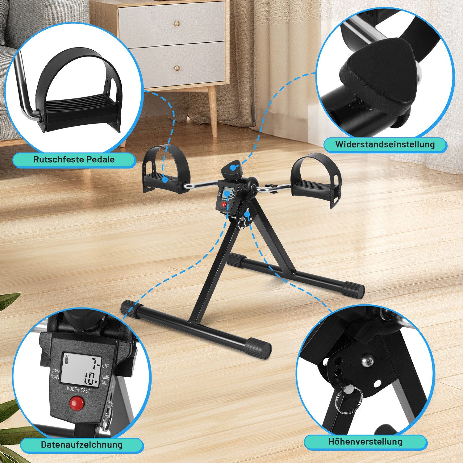 Clanmacy Mini-Heimtrainer Mini-Fahrrad Heimtrainer für Arme & Beine - Fitnessgerät 2 in 1