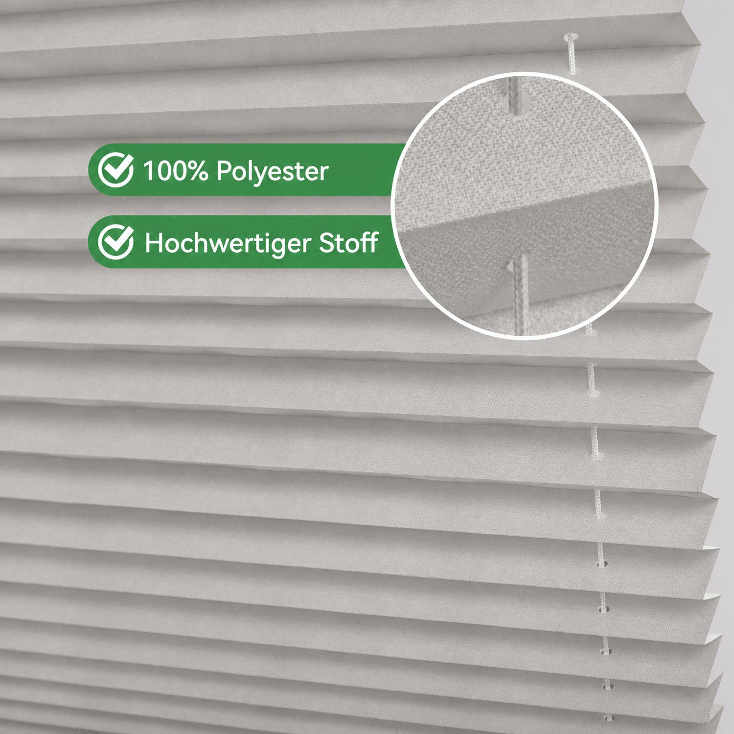 OUBO Plissee Faltrollo Ohne Bohren, Lichtschutz, Klemmträger,Easyfix, Lichtschutz, verspannt, Klemmfix, Jalousie für Fenster & Tür – Bild 2 von 5