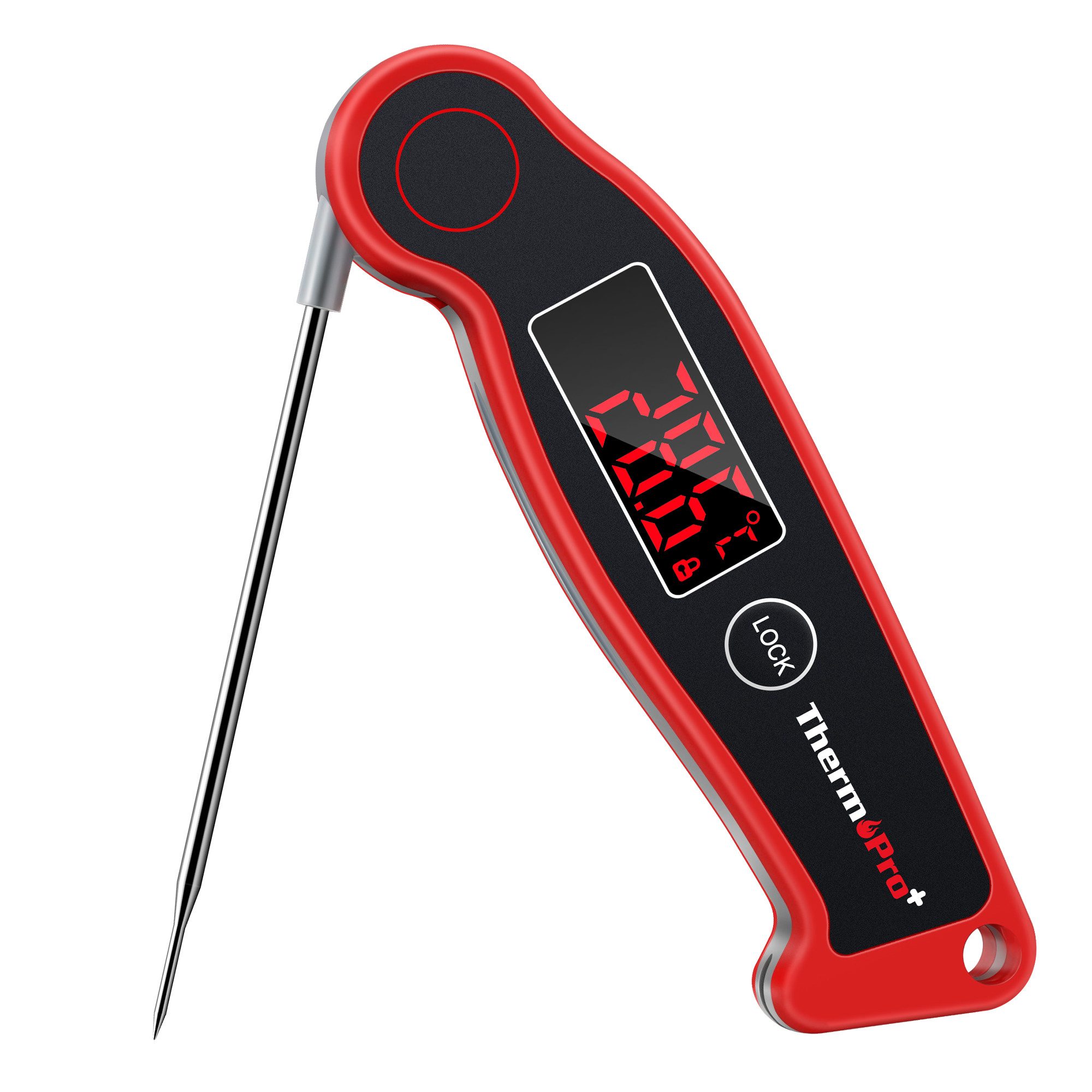 ThermoPro Grillthermometer TP19, Klappsonde, drehbare LED-Anzeige, Hold-Funktion, Kalibrierung