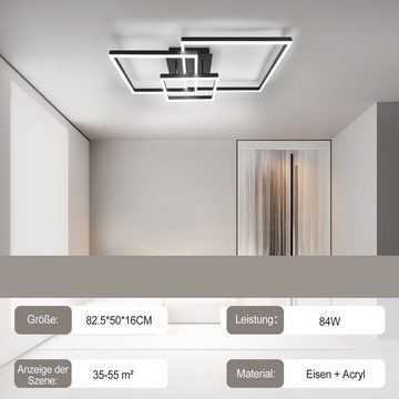 Nettlife Deckenleuchten Schwarz 84W Wohnzimmerlampe mit Fernbedienung, Dimmbar mit Fernbedienung, LED fest integriert, Warmweiß, Neutralweiß, Kaltweiß, für Wohnzimmer Schlafzimmer Küche Flur Büro Esszimmer