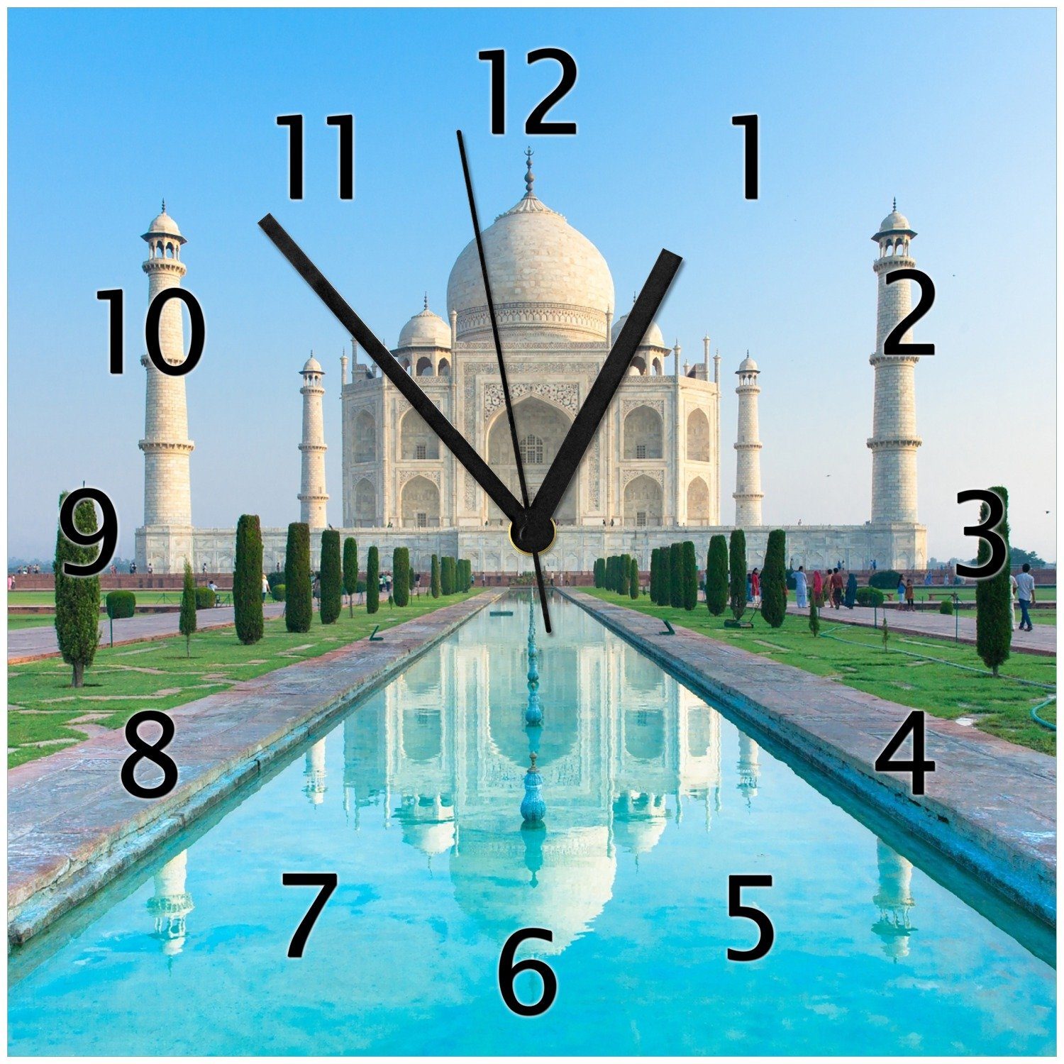 Wallario Wanduhr Taj Mahal - Mausoleum in Indien (Glasuhr) | Wanduhren